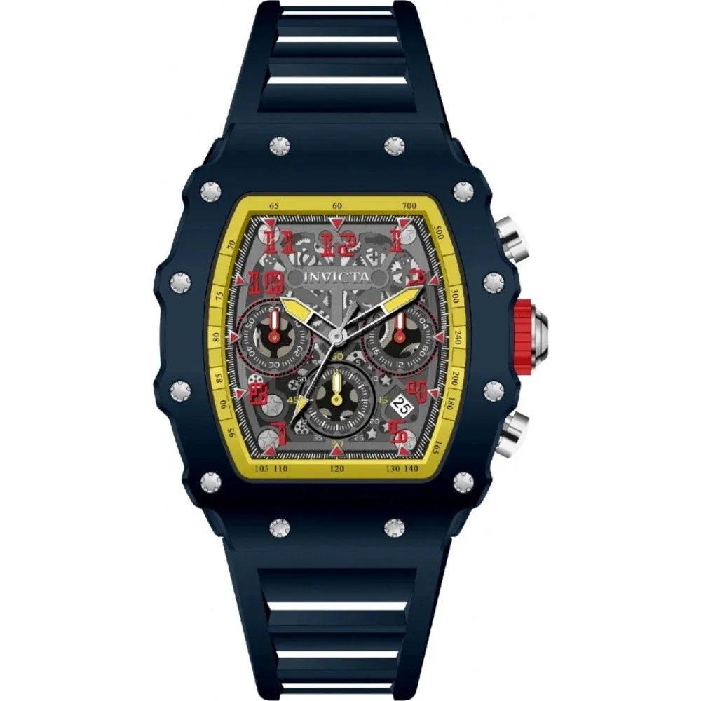 INVICTA RACING CHRONOGRAPH WATCH BLUE SILICON STRAP/YELLOW ACCENTS MEN-69739